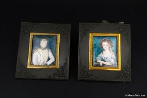 Arte: Conjunto de Dos Miniaturas Retratos Esmaltados y Firmados Francia Siglo XIX